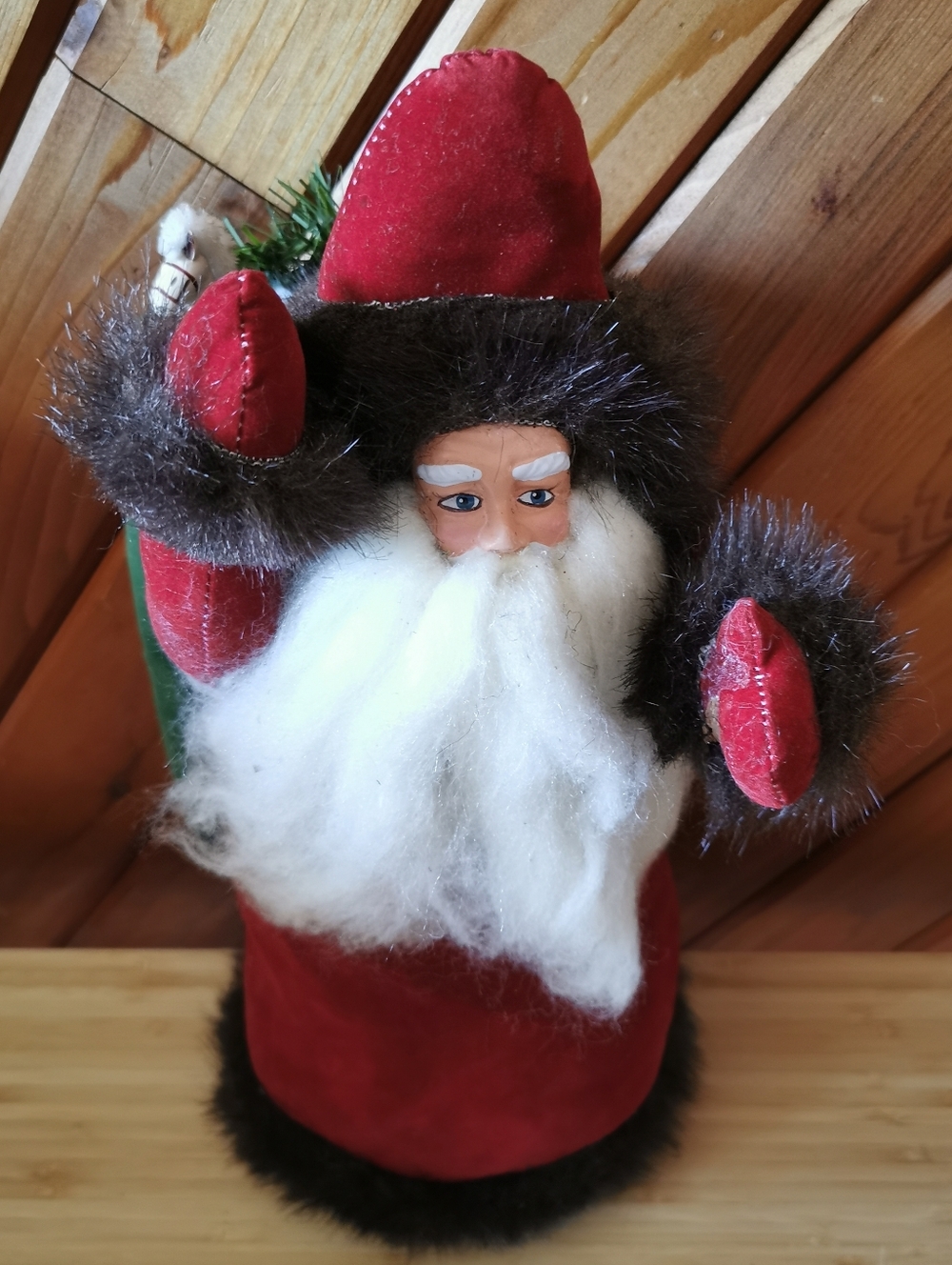 Vintage Musical Santa Handmade Style w Horse 13”